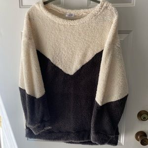 Ladies long sleeve fuzzy sweatshirt